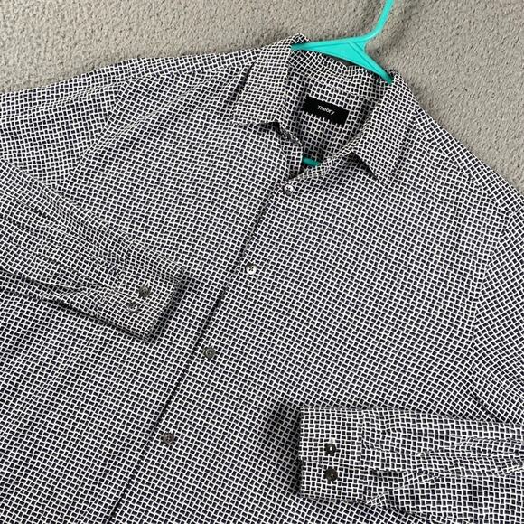 Theory Button Up Shirt Men's Medium Geometric Print Preppy Causal Formal Outdoor - Picture 2 of 10